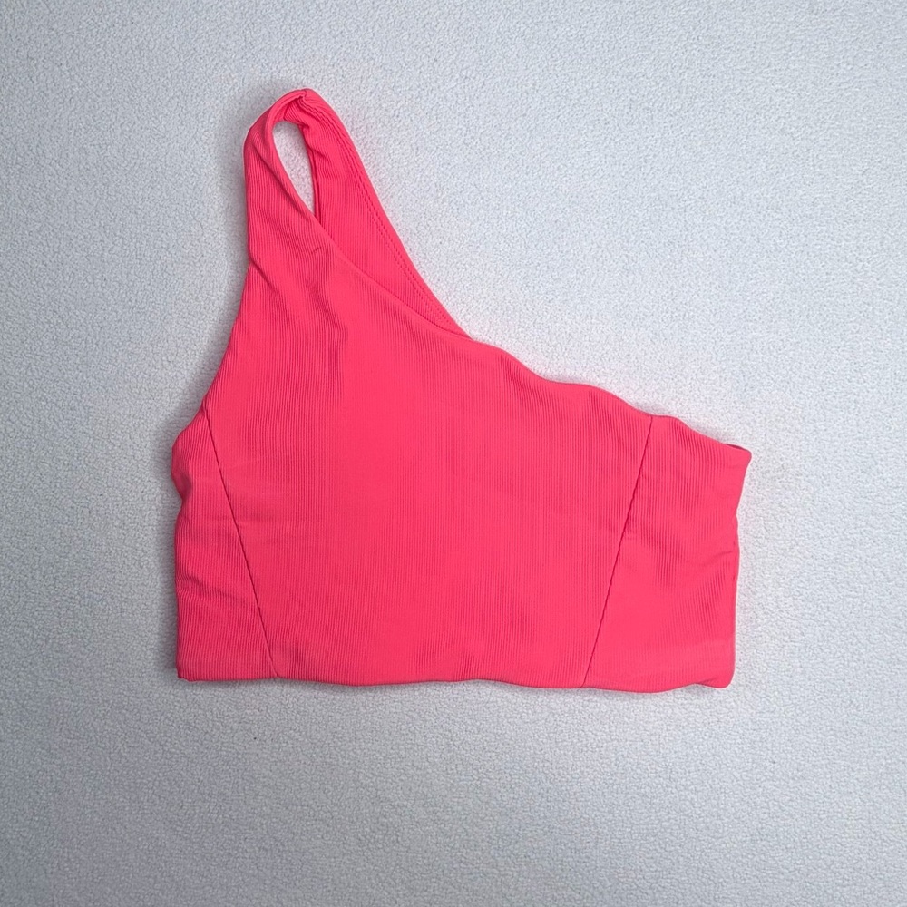 Wilo The Label Rib One Shoulder Sports Bra•Hot Pink💕